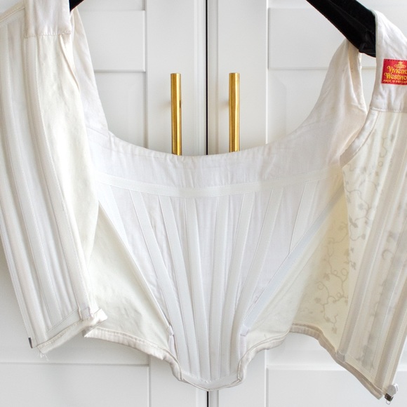 Iconic Vivienne Westwood Vintage F/W 1991 White Gold Boulle Satin 90s Corset Top - Picture 14 of 16